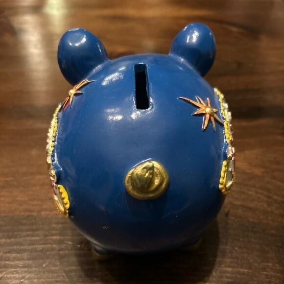 Fabulous Las Vegas Nevada Blue Gold Money Piggy Bank Fun Colorful Home Decor - Picture 2 of 6